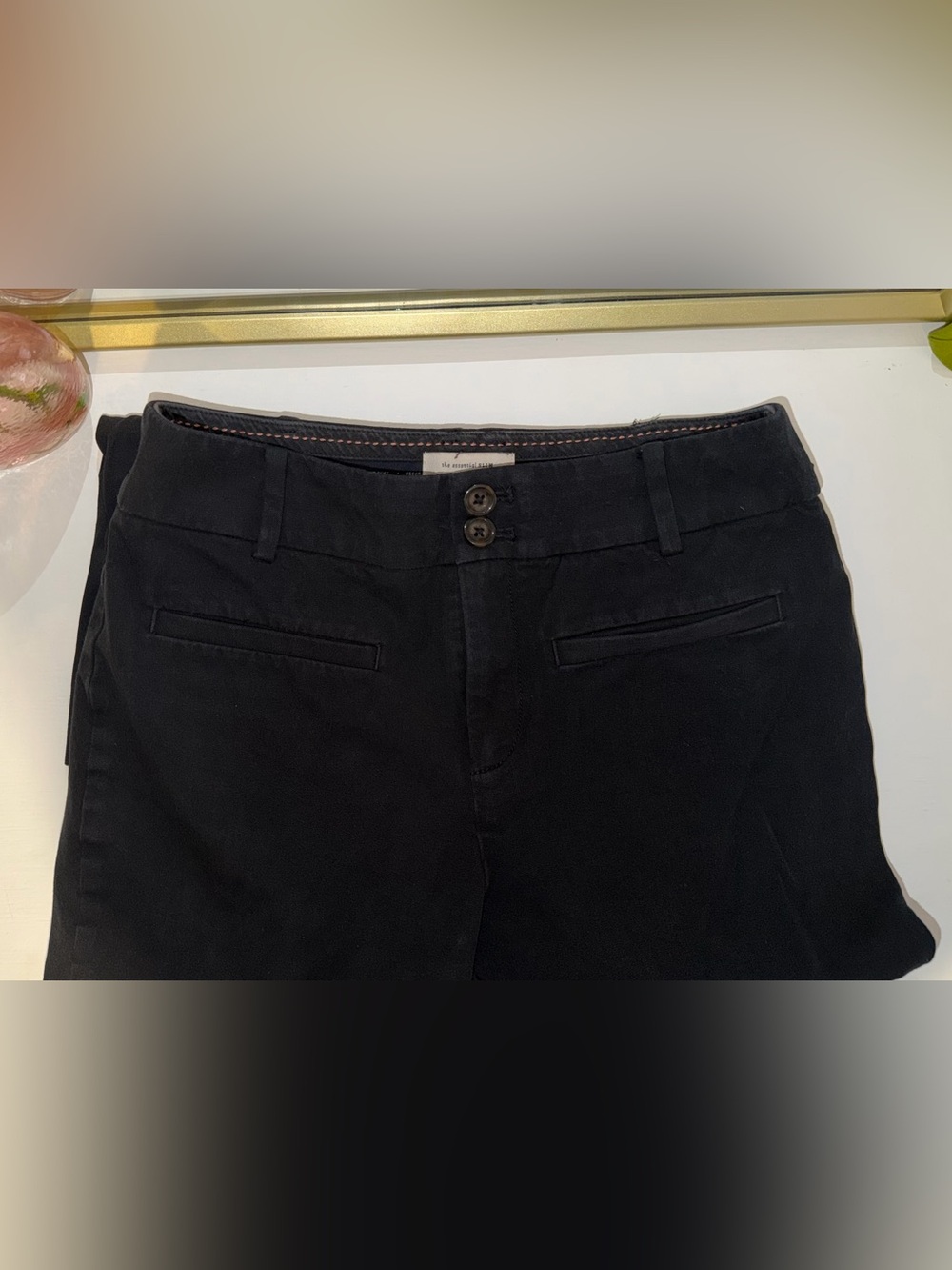 Anthropologie Black Slim Button-Front Pants